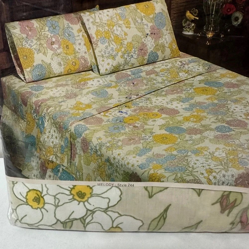 Vintage Cannon Monticello Full Fitted Sheet Melody Floral Style 244 New USA